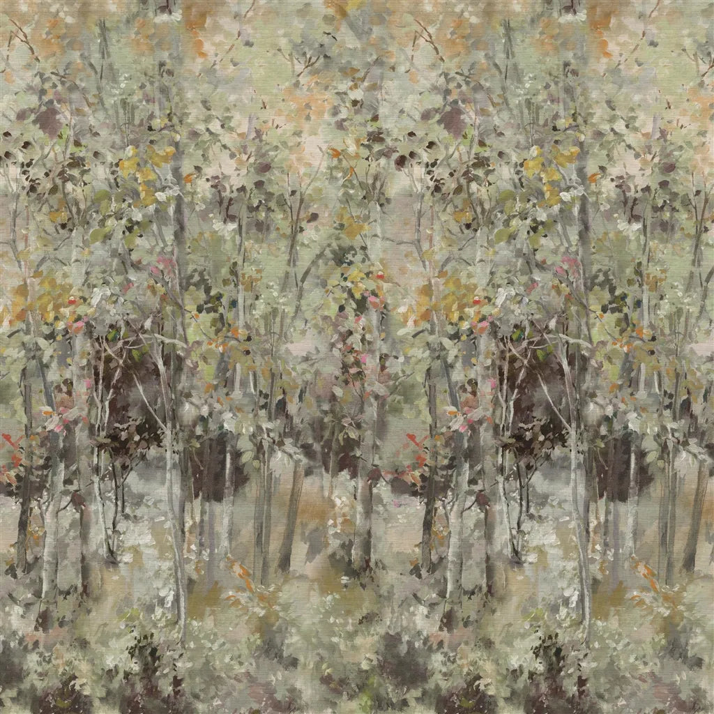 Bois de Bouleau Grasscloth Scene 1 Wallpaper Panel by Designers Guild in Sepia