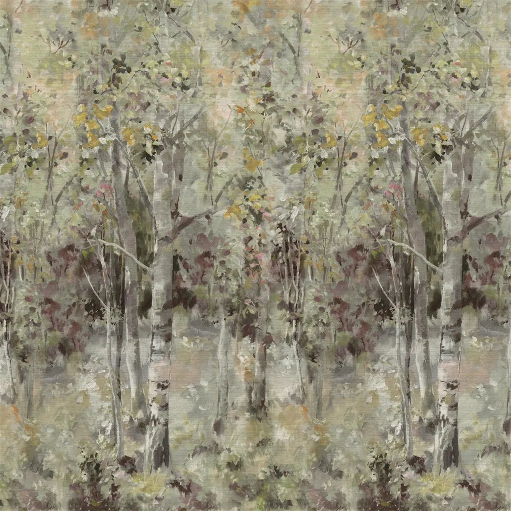 Bois de Bouleau Grasscloth Scene 2 Wallpaper Panel by Designers Guild in Sepia