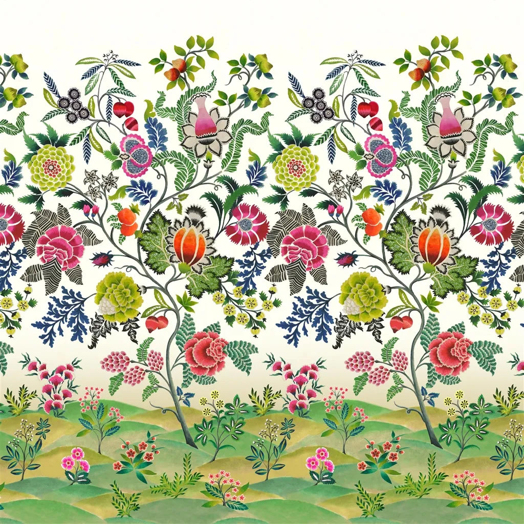 Brocart Decoratif Wallpaper Panel by Designers Guild in Fuchsia