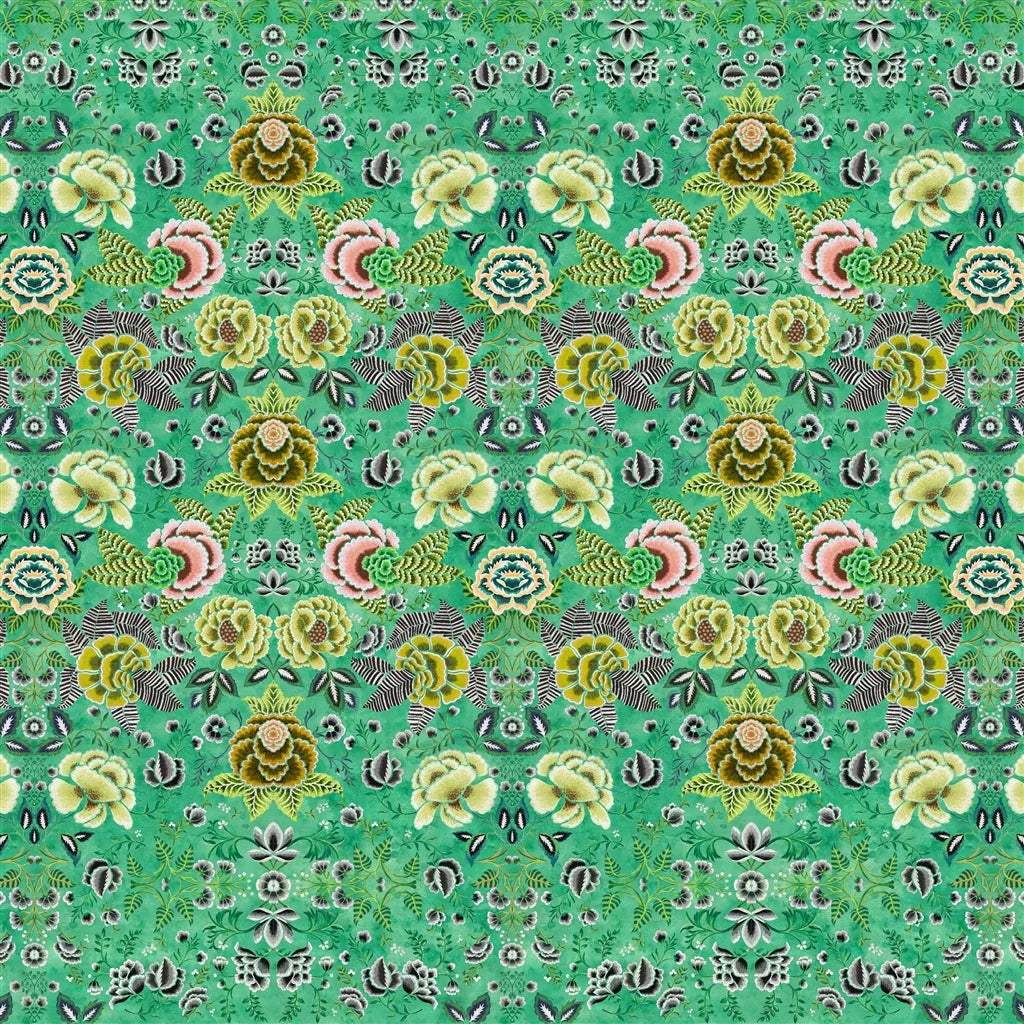 Rose de Damas Wallpaper Panel by Designers Guild in Jade