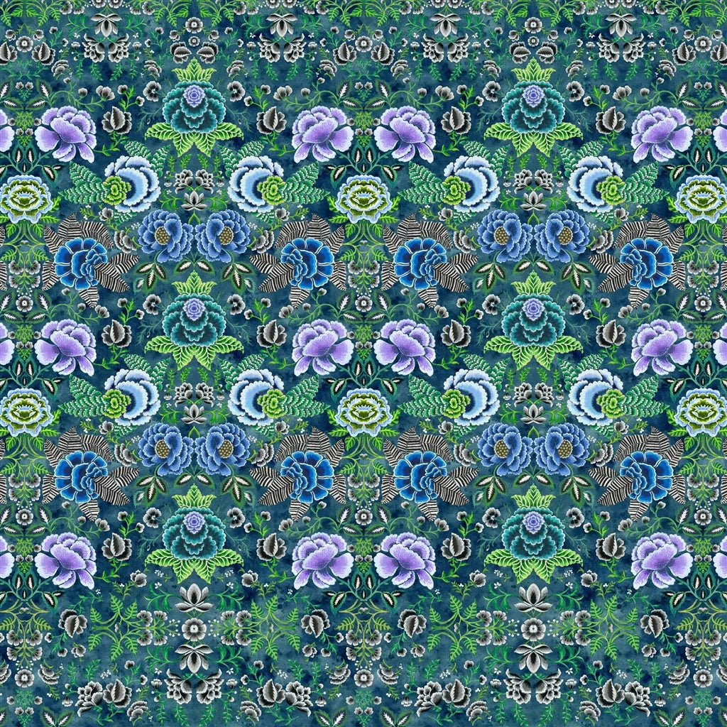 Rose de Damas Wallpaper Panel by Designers Guild in Indigo
