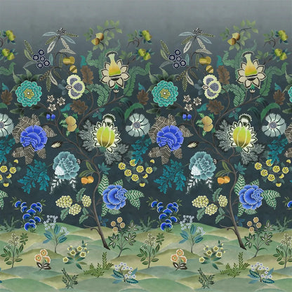 Brocart Decoratif Wallpaper Panel by Designers Guild in Indigo