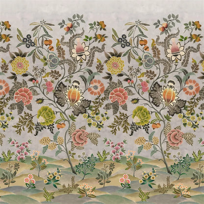 Brocart Decoratif Wallpaper Panel by Designers Guild in Sepia
