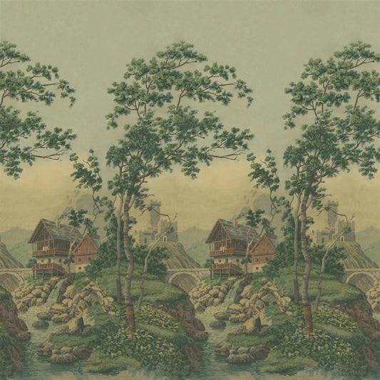 Castle Scene 1 Wallpaper Panel by John Derian in Forest