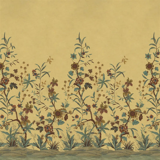 Peacock Toile Scene 2 Wallpaper Panel by John Derian in Sepia