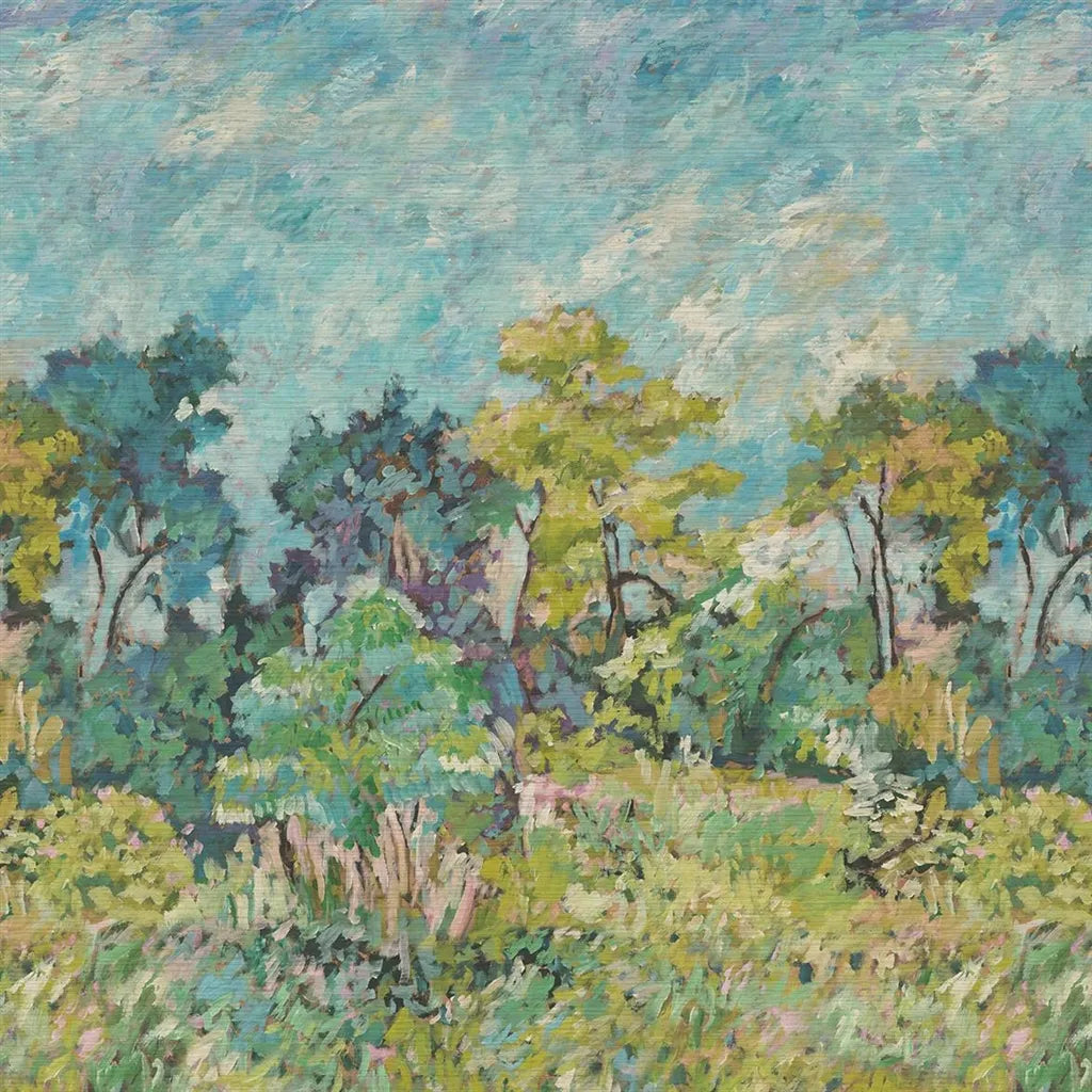 Foret Impressionniste Grasscloth Wallpaper Panel by Designers Guild in Celadon