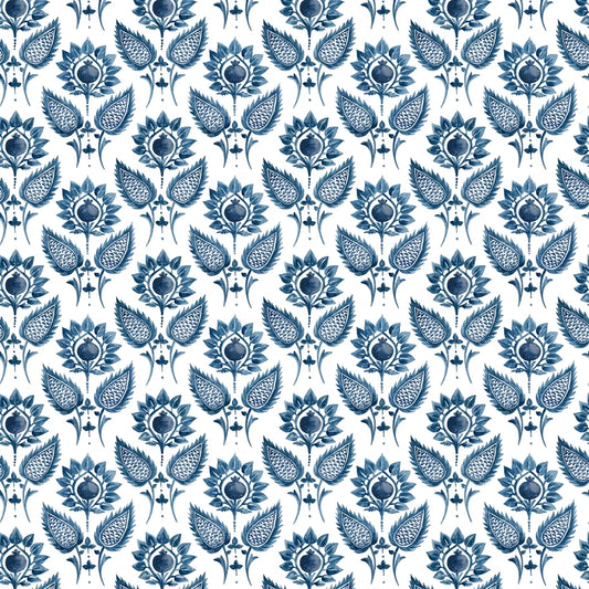Medici Flower Fabric by William Yeoward in Indigo