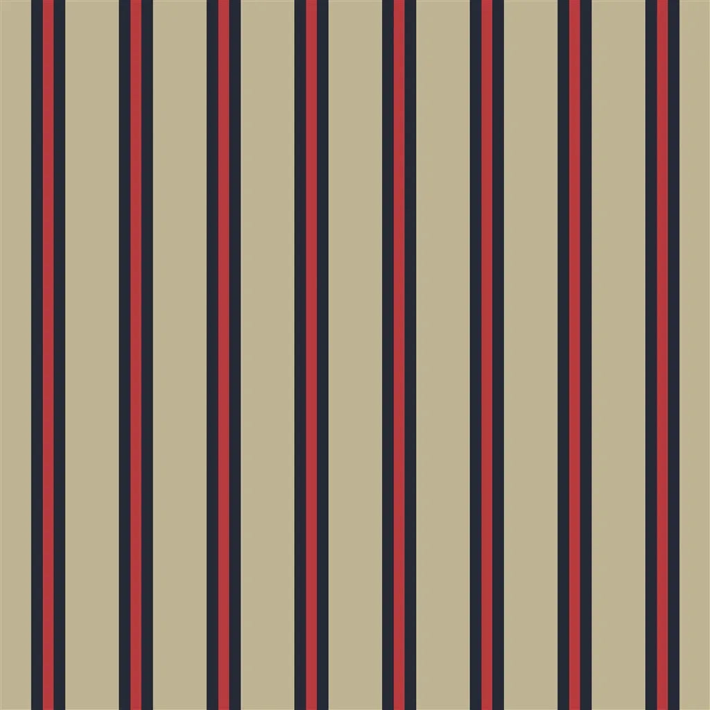 Cricket Stripe Fabric by Ralph Lauren in Red