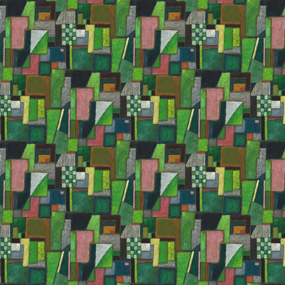 Raku Patchwork Wallpaper Panel by Designers Guild in Emerald