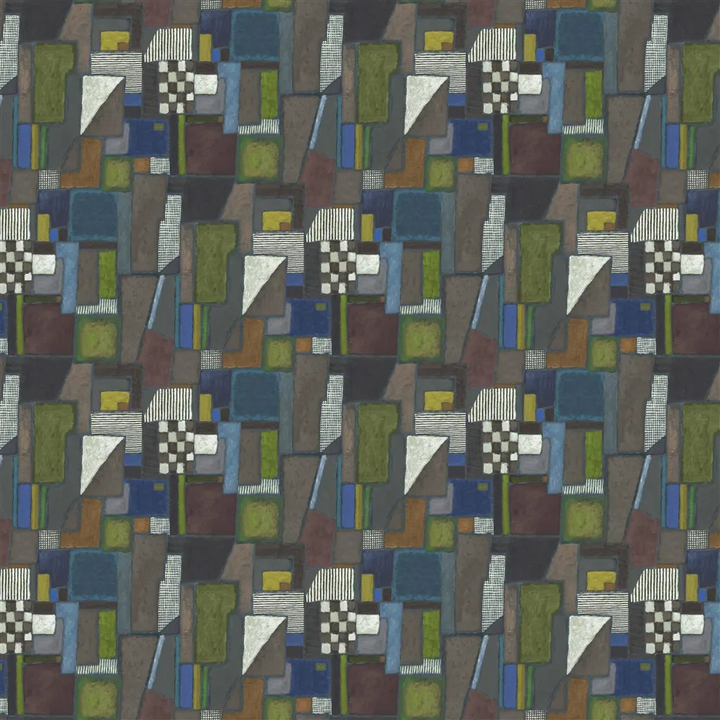 Raku Patchwork Wallpaper Panel by Designers Guild in Chocolate