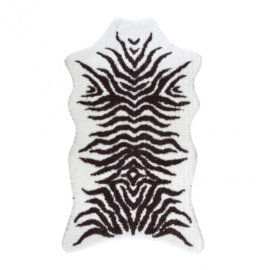 Mountain Zebra Bath Rug - WHITE/GREY - 35''X59''