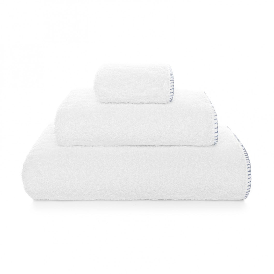 Evora Custom Bath Towel - 15019 | WHITE/FRENCH BLUE - 38''X59'' | Bath Sheet