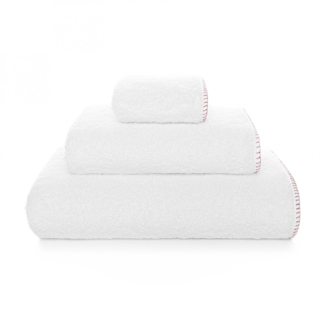 Evora Custom Bath Towel - 15008 | WHITE/BLUSH - 38''X59'' | Bath Sheet