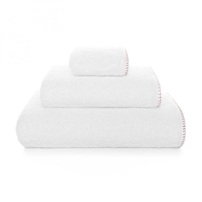 Evora Custom Bath Towel - 15008 | WHITE/BLUSH - 38''X59'' | Bath Sheet