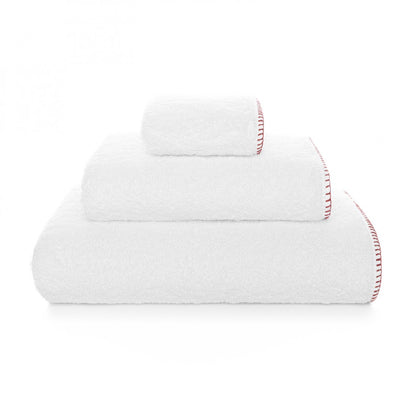 Evora Custom Bath Towel - 15028 | WHITE/CHERRY - 38''X59'' | Bath Sheet