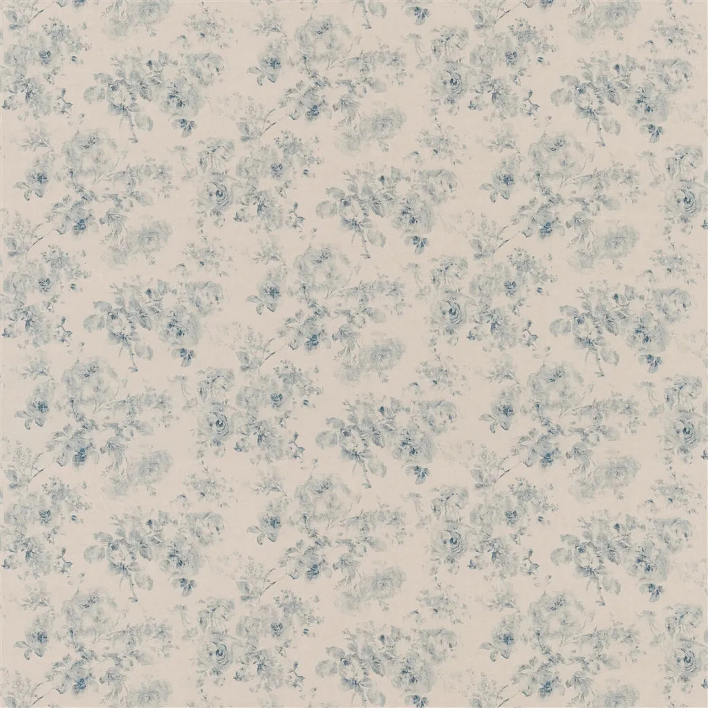 Leonor Weathered Floral Fabric by Ralph Lauren in Pale Blue