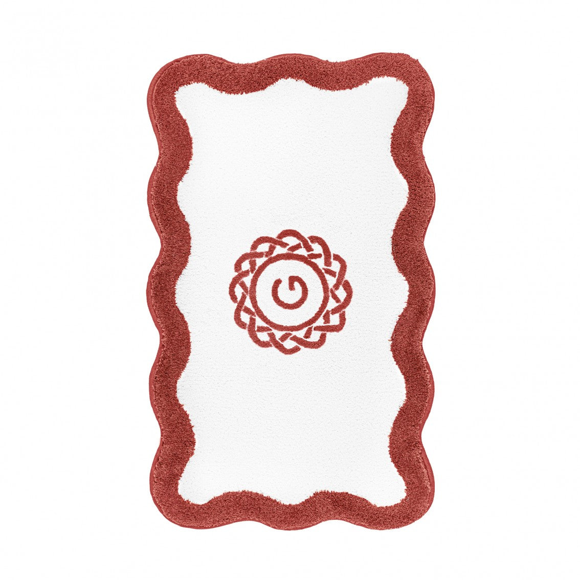 Egoist Border Monogram Bath Rug - CHERRY - 28'' x 47'' | Scalloped