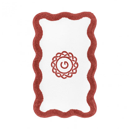 Egoist Border Monogram Bath Rug - CHERRY - 28'' x 47'' | Scalloped