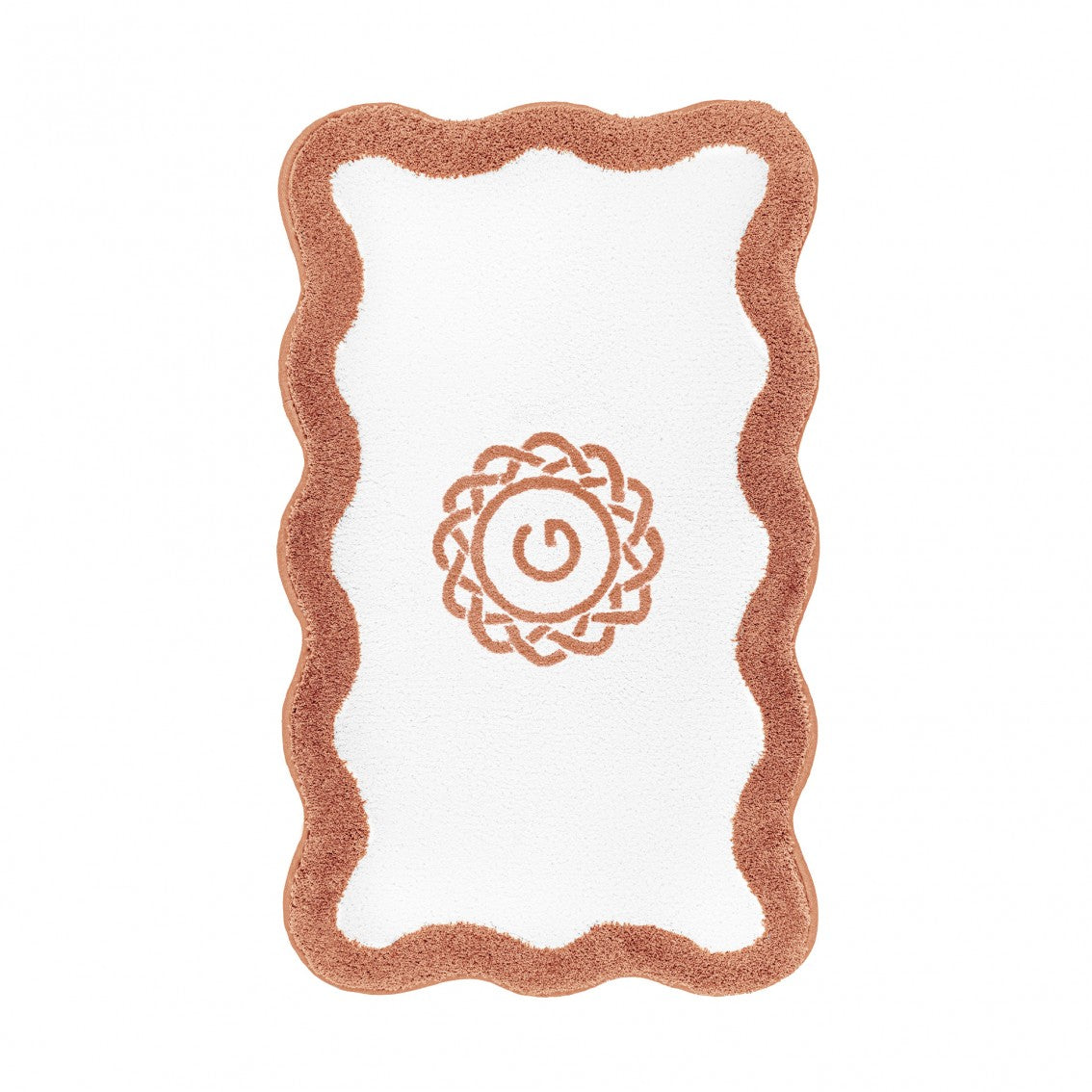Egoist Border Monogram Bath Rug - TERRACOTA - 28'' x 47'' | Scalloped