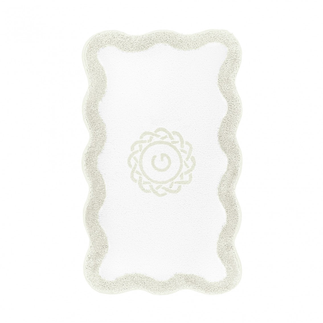 Egoist Border Monogram Bath Rug - DOVE - 28'' x 47'' | Scalloped