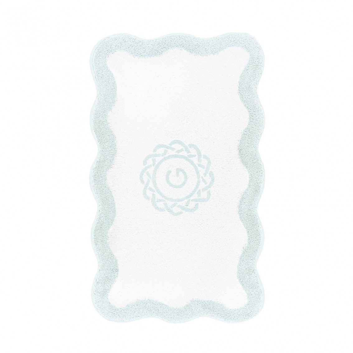 Egoist Border Monogram Bath Rug - ICE - 28'' x 47'' | Scalloped