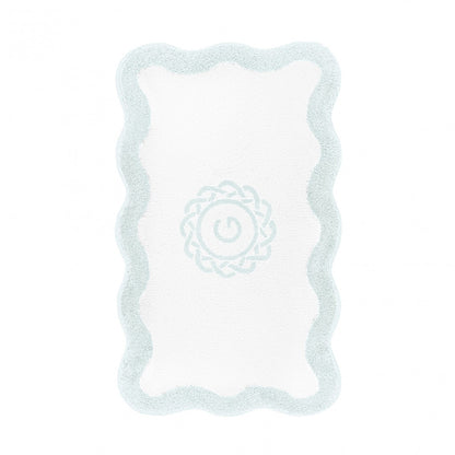 Egoist Border Monogram Bath Rug - ICE - 28'' x 47'' | Scalloped