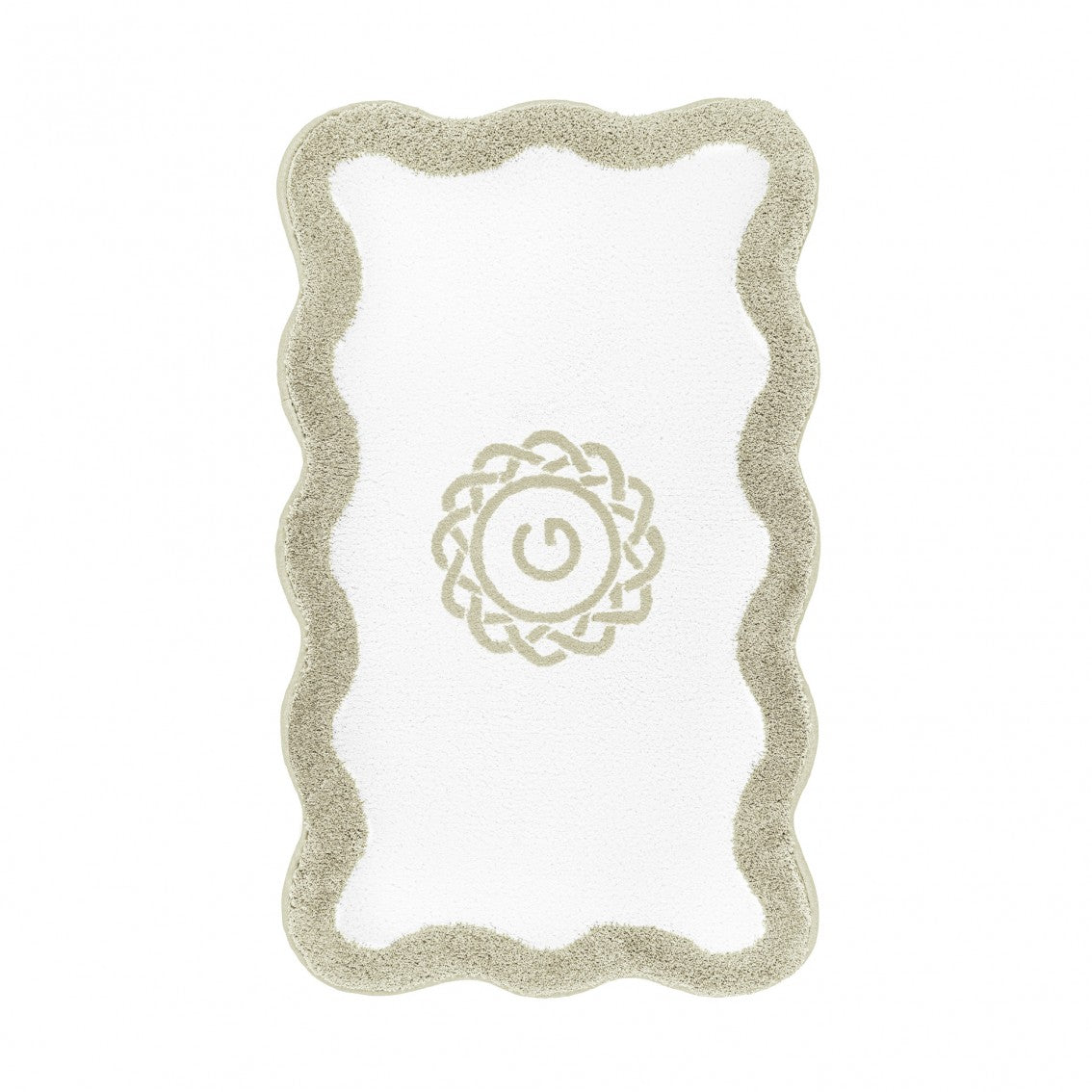 Egoist Border Monogram Bath Rug - SAGE - 28'' x 47'' | Scalloped