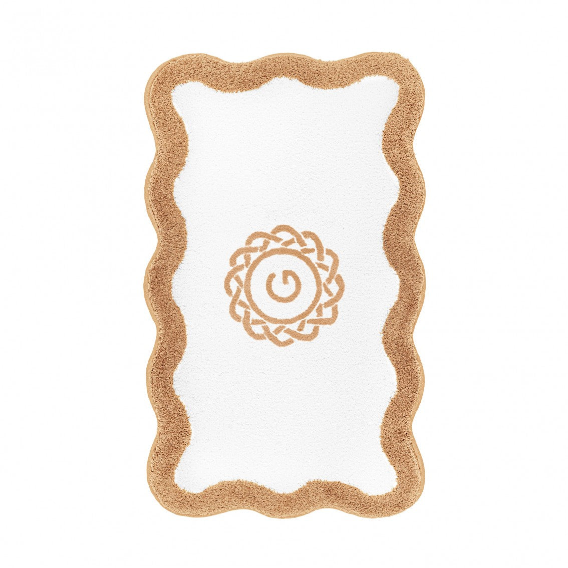 Egoist Border Monogram Bath Rug - TOAST - 28'' x 47'' | Scalloped