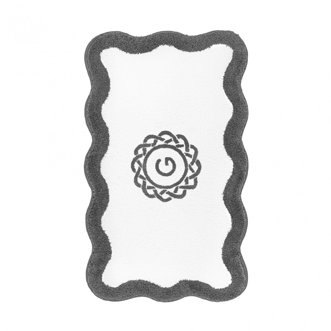 Egoist Border Monogram Bath Rug - STORM - 28'' x 47'' | Scalloped