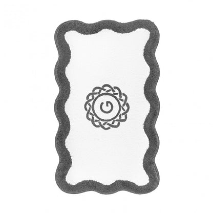 Egoist Border Monogram Bath Rug - STORM - 28'' x 47'' | Scalloped