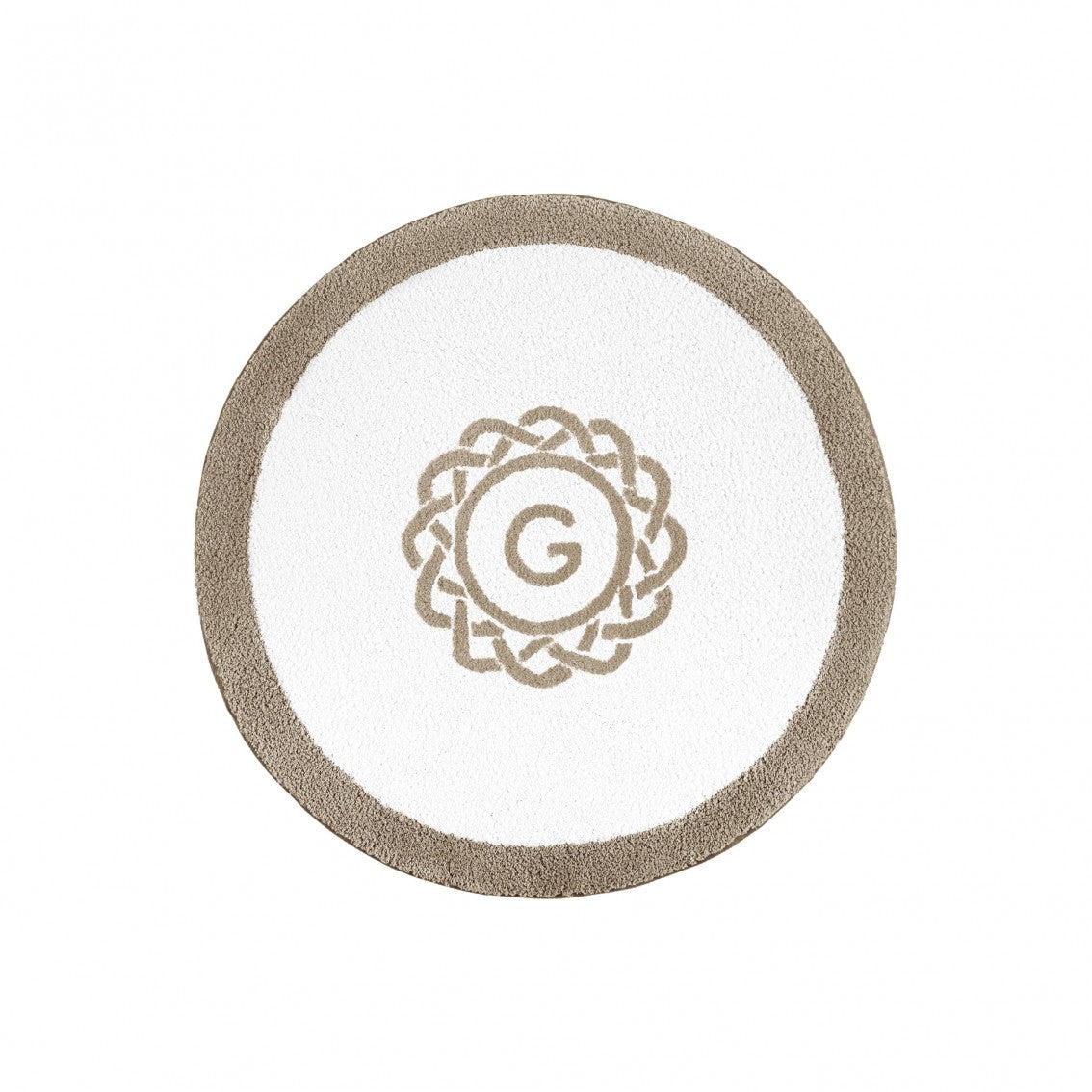 Egoist Border Monogram Bath Rug - STONE - Ø 39'' | Round