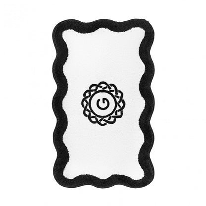 Egoist Border Monogram Bath Rug - BLACK - 28'' x 47'' | Scalloped