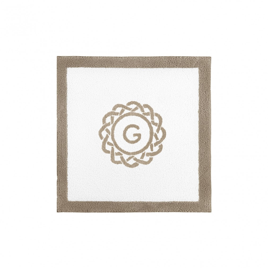 Egoist Border Monogram Bath Rug - STONE - 24''x24'' | Square