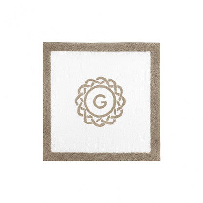 Egoist Border Monogram Bath Rug - STONE - 24''x24'' | Square
