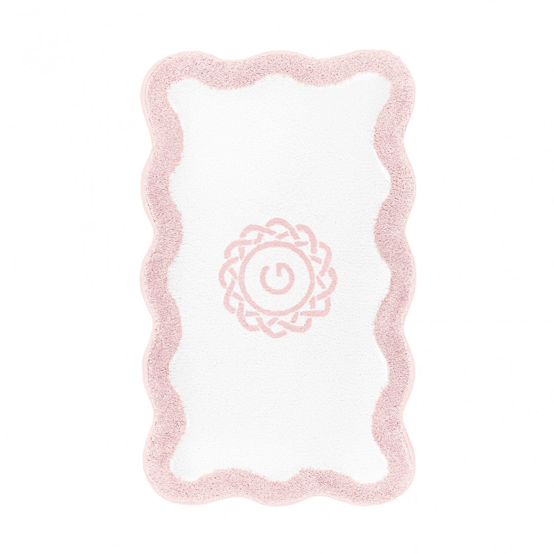 Egoist Border Monogram Bath Rug - PEARL - 28'' x 47'' | Scalloped