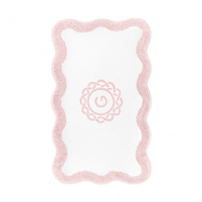 Egoist Border Monogram Bath Rug - PEARL - 28'' x 47'' | Scalloped