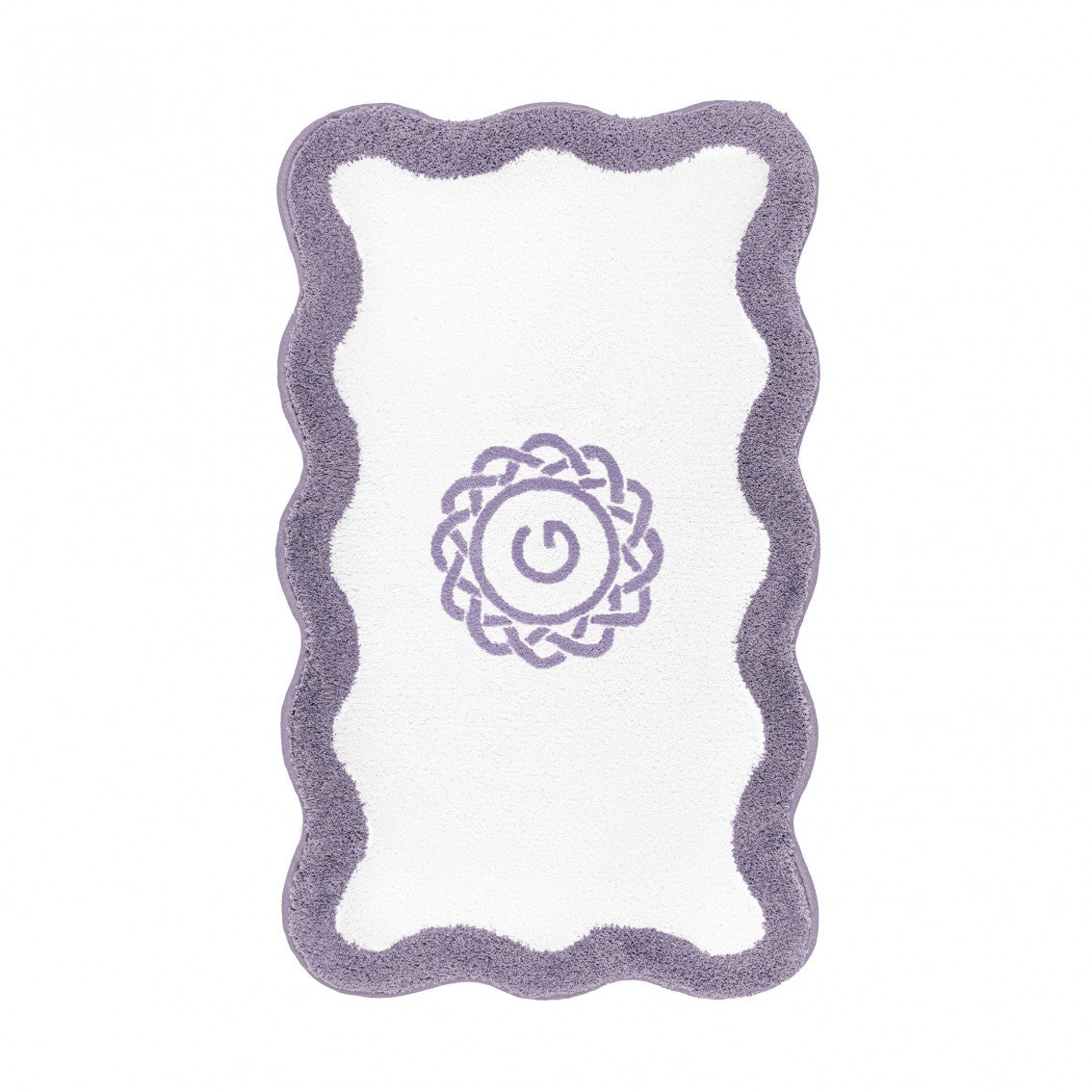 Egoist Border Monogram Bath Rug - LAVANDER - 28'' x 47'' | Scalloped