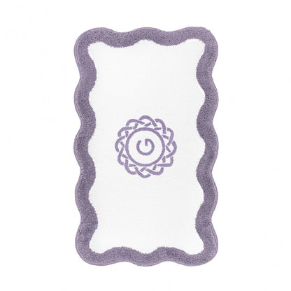 Egoist Border Monogram Bath Rug - LAVANDER - 28'' x 47'' | Scalloped