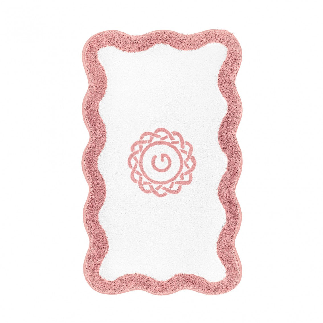 Egoist Border Monogram Bath Rug - BLUSH - 28'' x 47'' | Scalloped