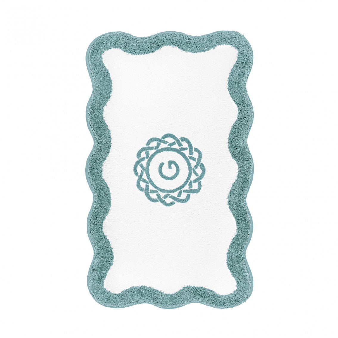 Egoist Border Monogram Bath Rug - BALTIC - 28'' x 47'' | Scalloped