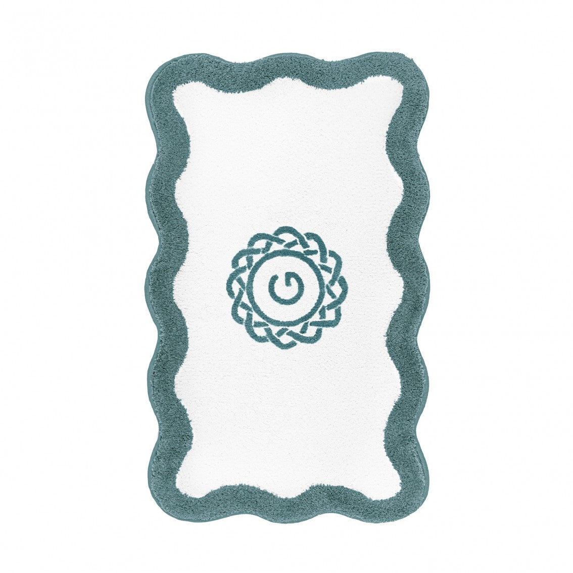 Egoist Border Monogram Bath Rug - DEEP SEA - 28'' x 47'' | Scalloped