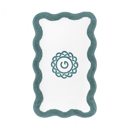 Egoist Border Monogram Bath Rug - DEEP SEA - 28'' x 47'' | Scalloped