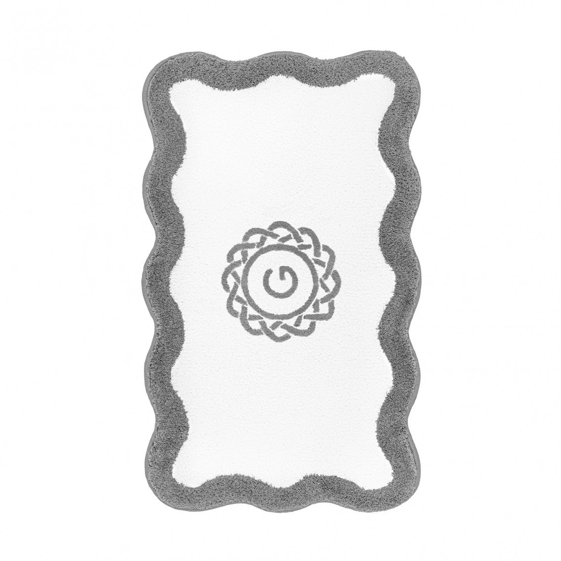 Egoist Border Monogram Bath Rug - STEEL - 28'' x 47'' | Scalloped