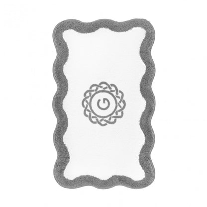 Egoist Border Monogram Bath Rug - STEEL - 28'' x 47'' | Scalloped