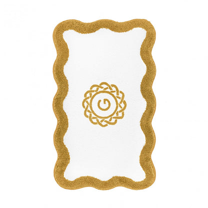 Egoist Border Monogram Bath Rug - CAMEL - 28'' x 47'' | Scalloped