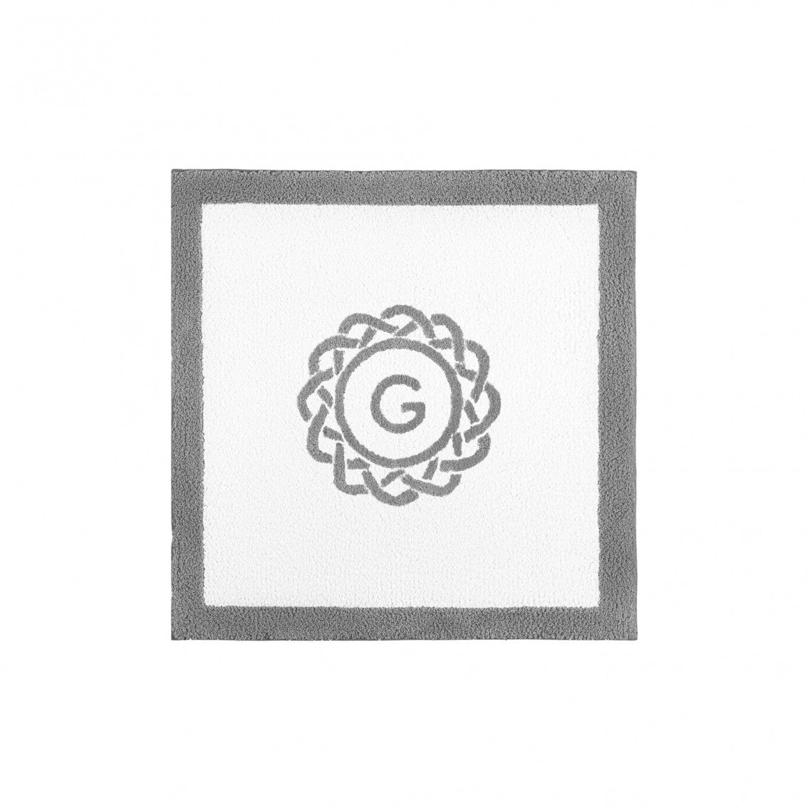 Egoist Border Monogram Bath Rug - STEEL - 24''x24'' | Square