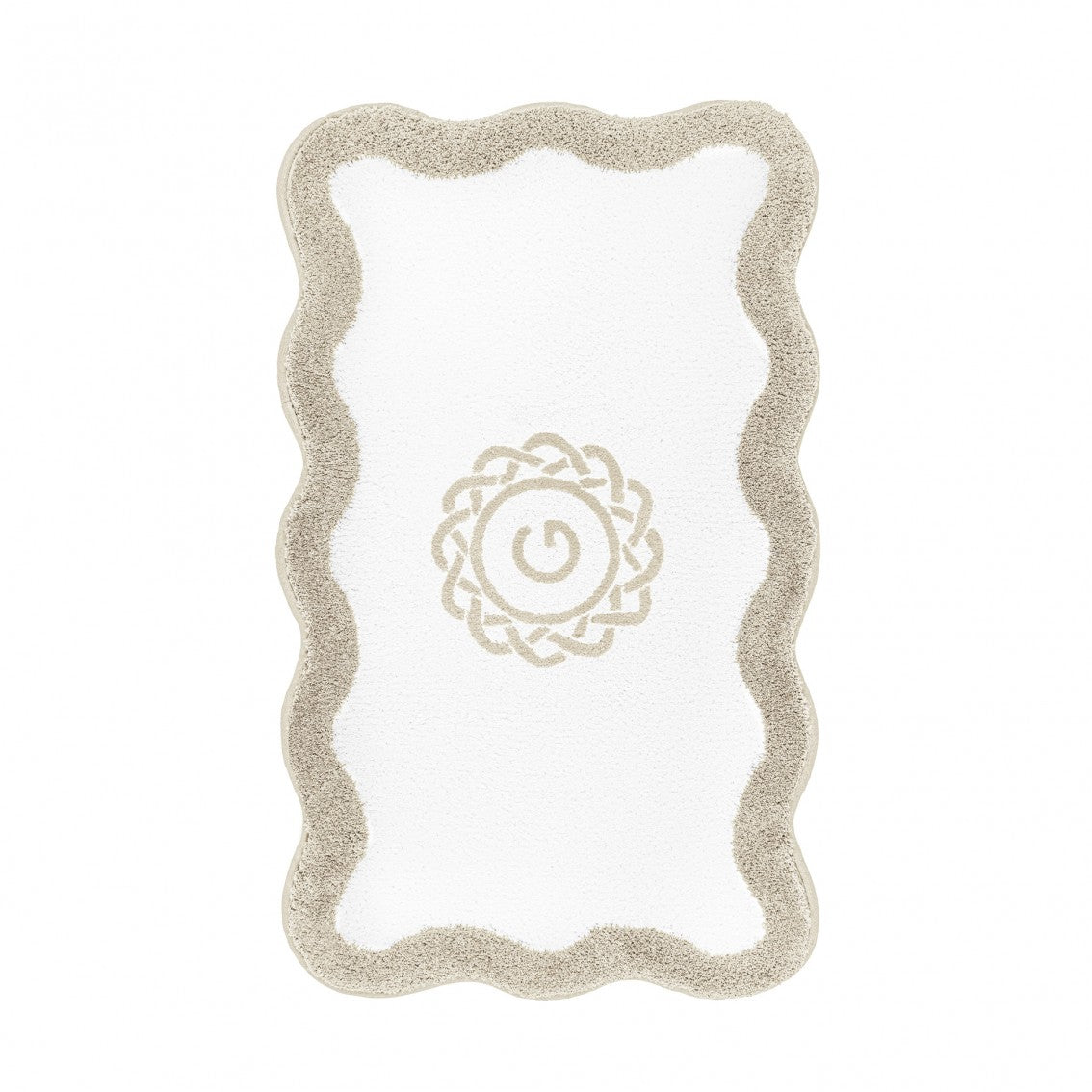 Egoist Border Monogram Bath Rug - FOG - 28'' x 47'' | Scalloped