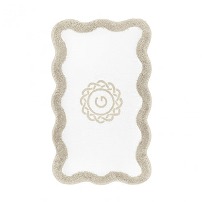 Egoist Border Monogram Bath Rug - FOG - 28'' x 47'' | Scalloped