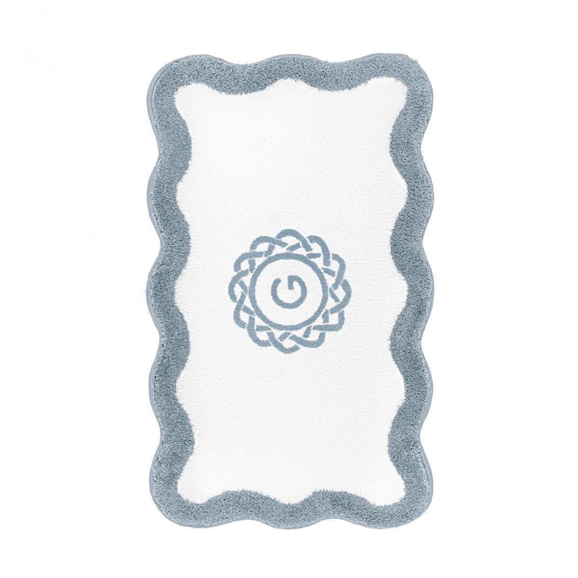 Egoist Border Monogram Bath Rug - FRENCHBLUE - 28'' x 47'' | Scalloped