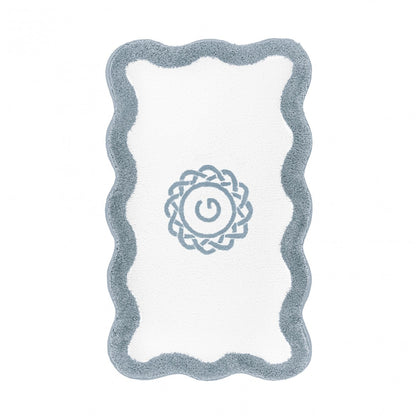 Egoist Border Monogram Bath Rug - FRENCHBLUE - 28'' x 47'' | Scalloped